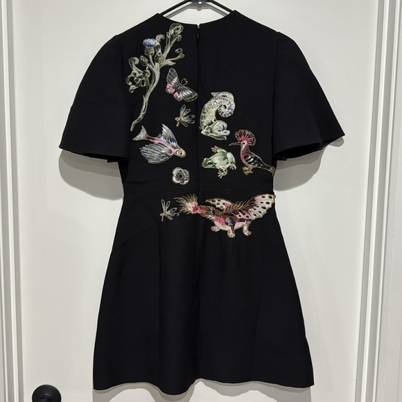 Valentino Fantastic Animals Embroidered Black Mini Dress - 38 - Picture 5 of 8